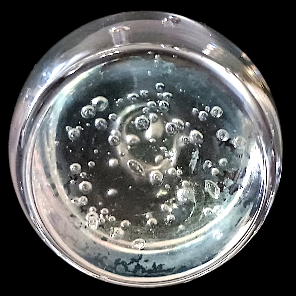 Vtg Bubble‎ Art Glass Bud Vase Paperweight Hand Blown ICY Clear Boiling Affect